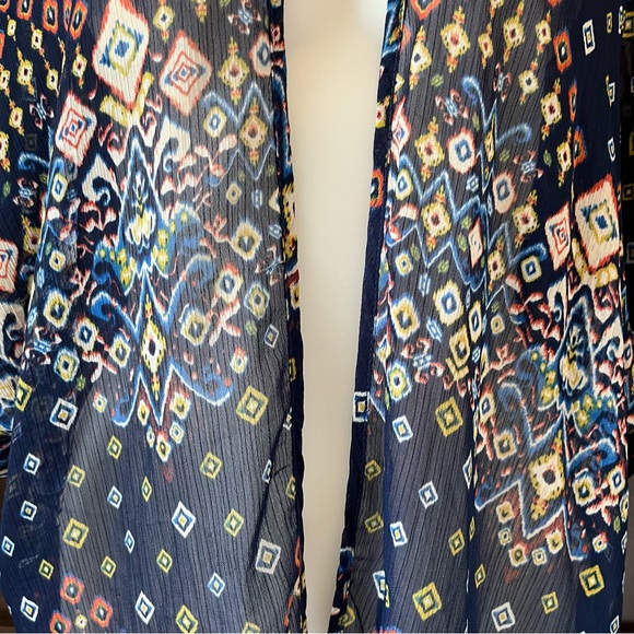 ANNIANNA Sheer Patterned Shawl/Kimono Top, Blue/Multi-colour, S - Picture 8 of 10